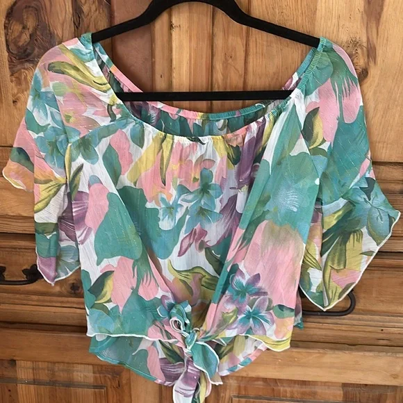 Sheer tie front off shoulder top Medium/Large New - Picture 2 of 2